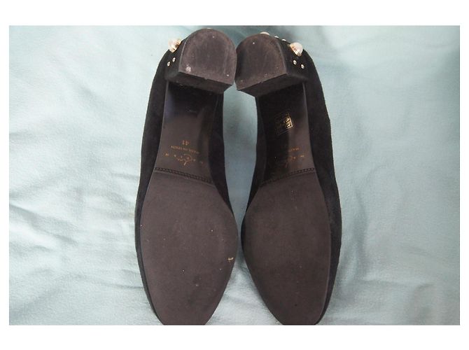 Autre Marque Marian Schwarze Wildleder Pumps Perlen Blockabsatz - Ansicht 9