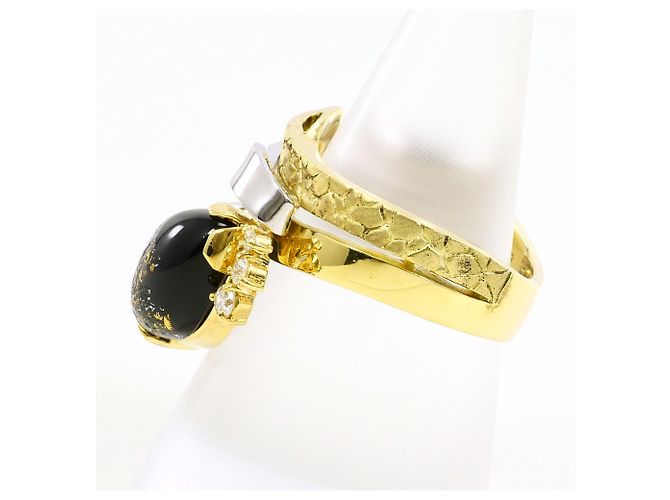 Autre Marque Ring aus Platin und Gelbgold mit Onyx und Diamant Schwarz Golden - Ansicht 4