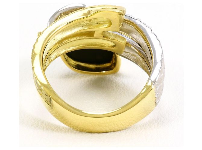 Autre Marque Ring aus Platin und Gelbgold mit Onyx und Diamant Schwarz Golden - Ansicht 5