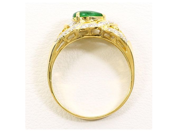 Autre Marque 18K Gelbgold-Ring mit Jadeit und Diamant Golden - Ansicht 3