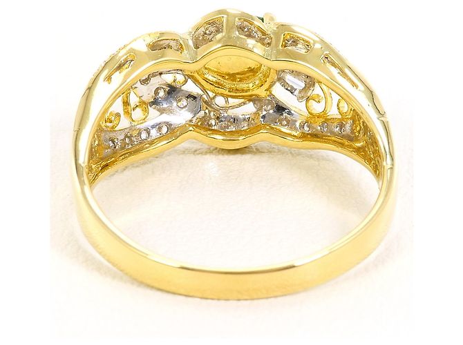 Autre Marque 18K Gelbgold-Ring mit Jadeit und Diamant Golden - Ansicht 4