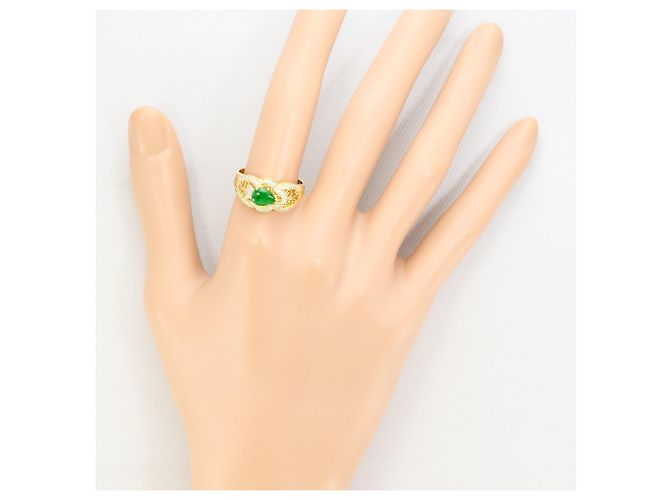 Autre Marque 18K Gelbgold-Ring mit Jadeit und Diamant Golden - Ansicht 6