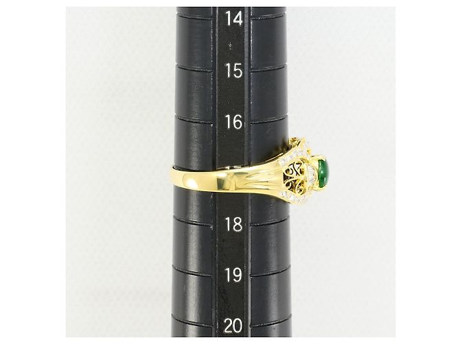 Autre Marque 18K Gelbgold-Ring mit Jadeit und Diamant Golden - Ansicht 7