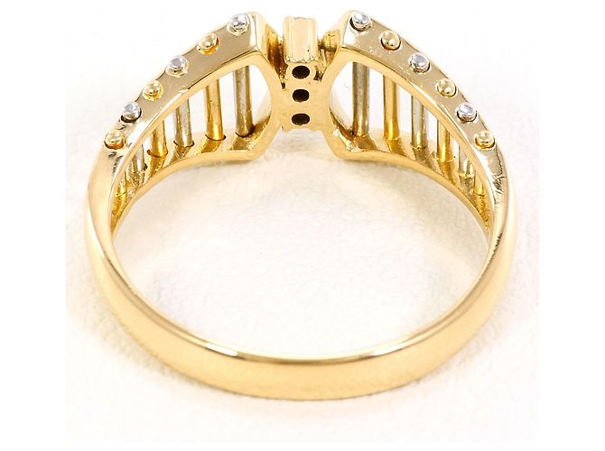 Autre Marque Anello band in platino e oro giallo con diamante D'oro - vista 3