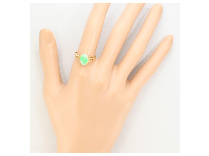 Autre Marque 18K Gelbgold-Ring mit Jade Golden - Ansicht 5