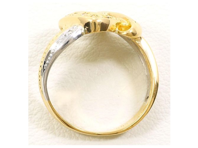 Autre Marque Platin- und Gelbgold-Ring mit Diamant Golden - Ansicht 2