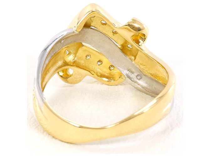 Autre Marque Platin- und Gelbgold-Ring mit Diamant Golden - Ansicht 3