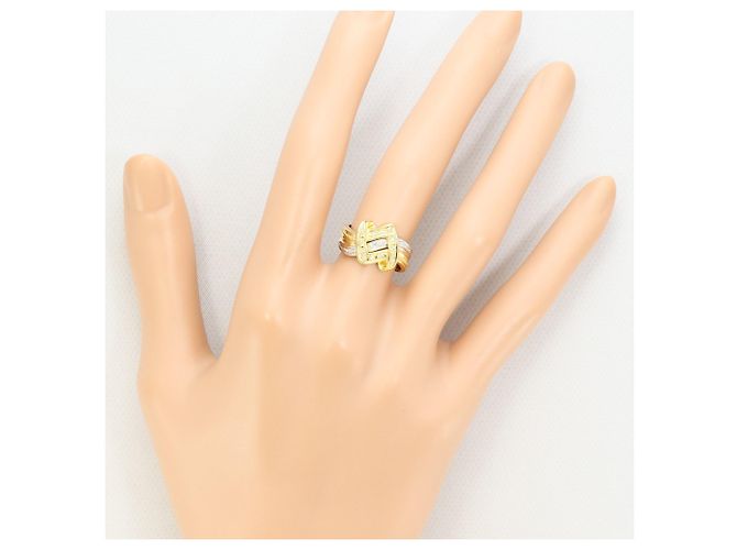 Autre Marque Platin- und Gelbgold-Ring mit Diamant Golden - Ansicht 6