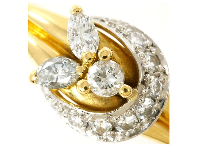 Autre Marque Platin- und Gelbgold-Ring mit Diamant Golden - Ansicht 2