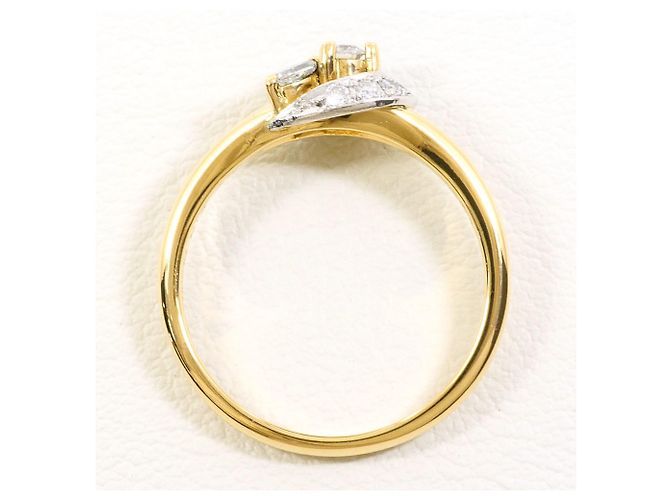 Autre Marque Platin- und Gelbgold-Ring mit Diamant Golden - Ansicht 3
