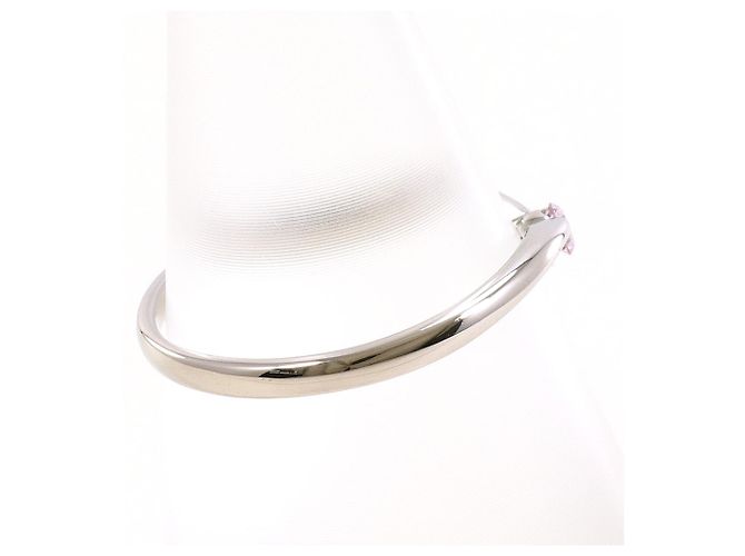 Autre Marque Anello a fascia in oro bianco 18K con diamante rosa D'oro - vista 2