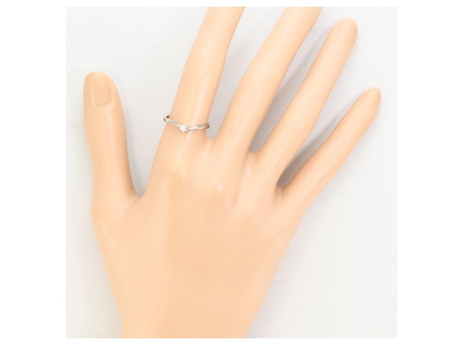 Autre Marque Anello a fascia in oro bianco 18K con diamante rosa D'oro - vista 6