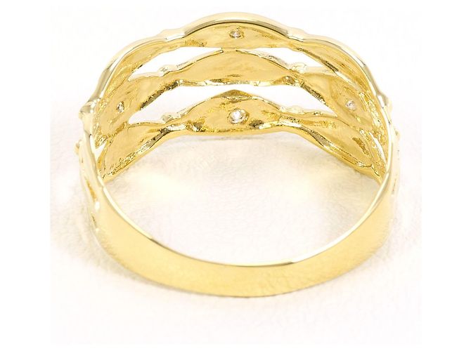 Autre Marque Bague anneau en or jaune 18K avec diamant Doré - vue 3