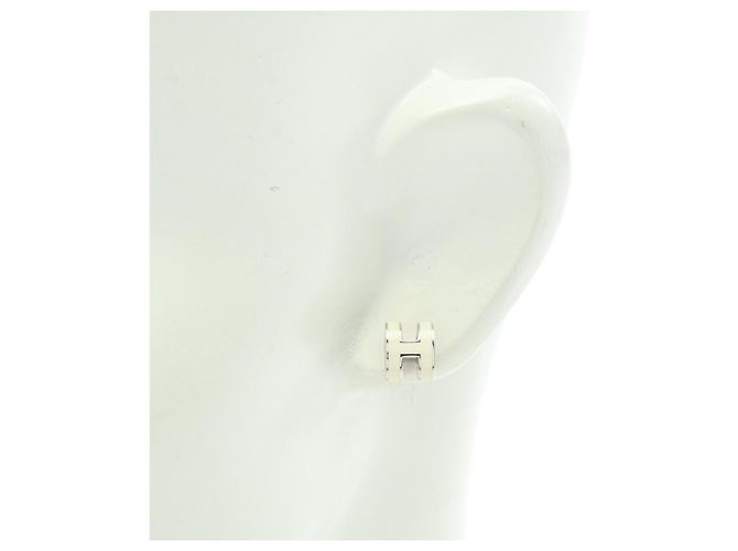 Hermès Hermes Mini Pop H Stecker-Ohrringe Silber Roh - Ansicht 4