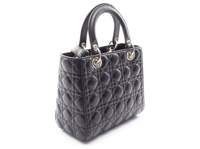 Christian Dior LADY DIOR Borsa Cannage Media Nero - vista 2