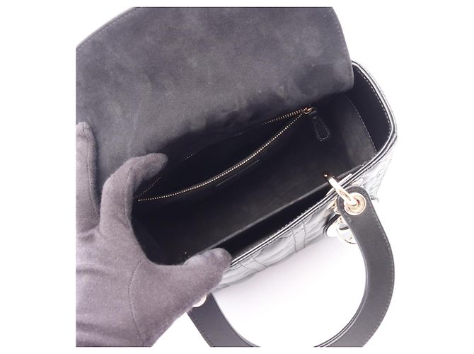 Christian Dior LADY DIOR Borsa Cannage Media Nero - vista 3