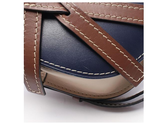 Borsa a tracolla piccola Loewe Gate Bag Marrone Beige Blu navy - vista 8