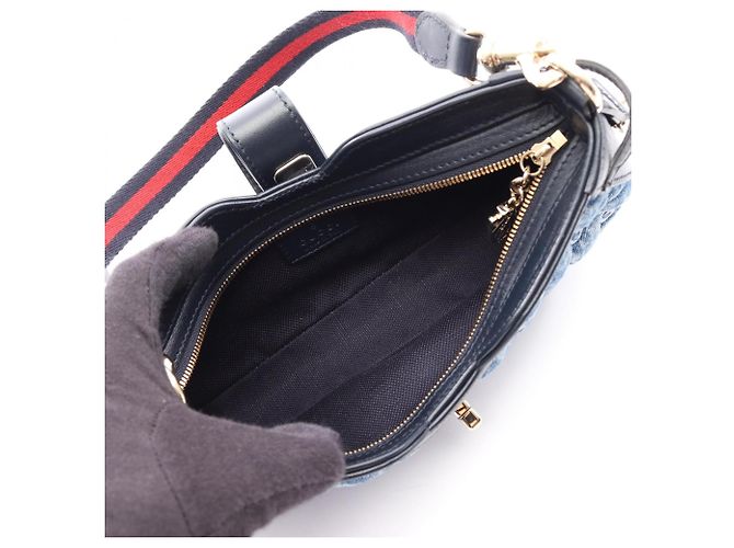 Borsa Gucci Moonside GG Denim Blu Blu navy - vista 3