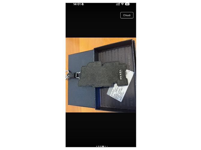 Prada Lettering Leder-Schlüsselanhänger Schwarz Mehrfarben - Ansicht 3