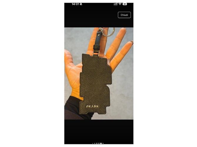 Prada Lettering Leder-Schlüsselanhänger Schwarz Mehrfarben - Ansicht 4