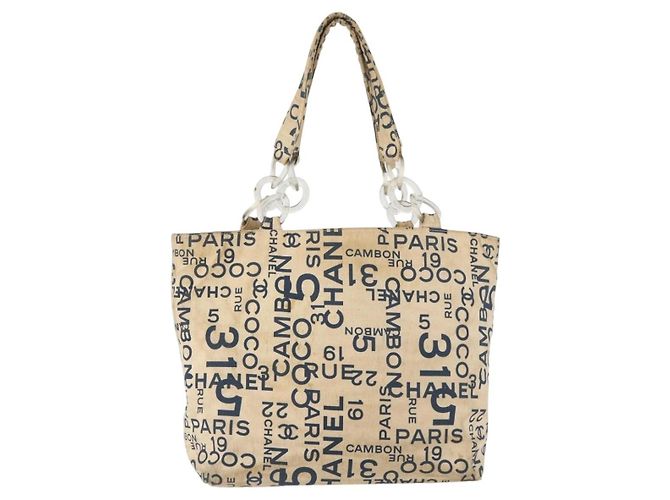 Sac cabas CHANEL By Sea Line en toile blanc argent CC Auth 179915 Argenté - vue 13