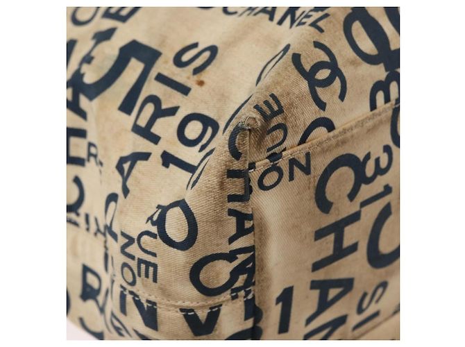 Sac cabas CHANEL By Sea Line en toile blanc argent CC Auth 179915 Argenté - vue 15