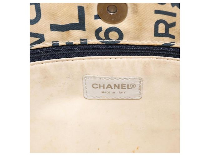 Sac cabas CHANEL By Sea Line en toile blanc argent CC Auth 179915 Argenté - vue 17