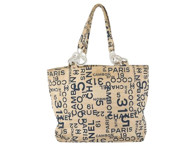 Sac cabas CHANEL By Sea Line en toile blanc argent CC Auth 179915 Argenté - vue 3