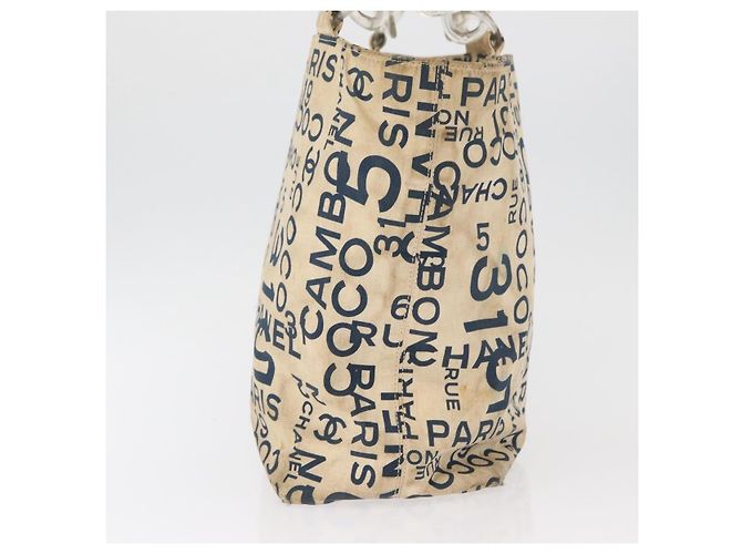 Sac cabas CHANEL By Sea Line en toile blanc argent CC Auth 179915 Argenté - vue 4