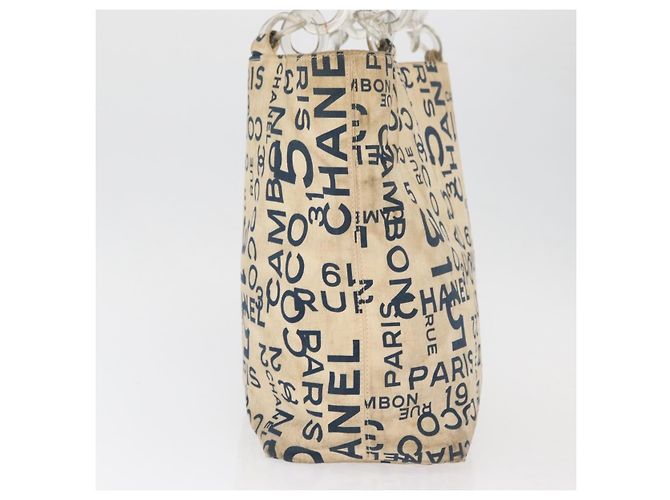 Sac cabas CHANEL By Sea Line en toile blanc argent CC Auth 179915 Argenté - vue 5