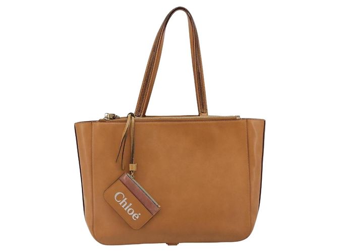 Chloé Borsa Tote Chloe in pelle beige oro Auth bs35139 D'oro - vista 13