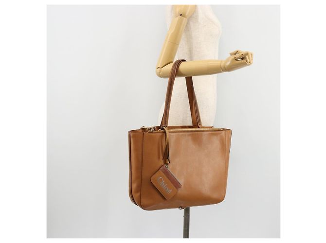 Chloé Borsa Tote Chloe in pelle beige oro Auth bs35139 D'oro - vista 26