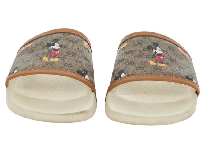 Sandali GUCCI Micro GG Supreme Disney PVC Beige Oro Auth 180388M D'oro - vista 13