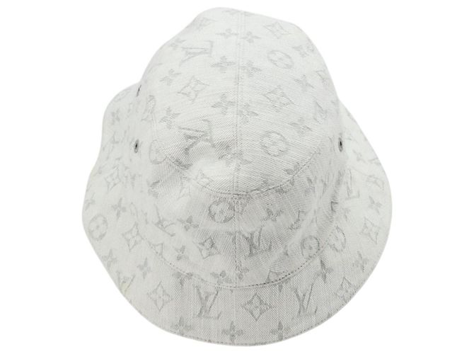 LOUIS VUITTON Monogram Denim Bucket Hat Hellblau Weiß M76212 Auth 181233A - Ansicht 3