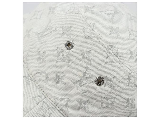 LOUIS VUITTON Monogram Denim Bucket Hat Hellblau Weiß M76212 Auth 181233A - Ansicht 6