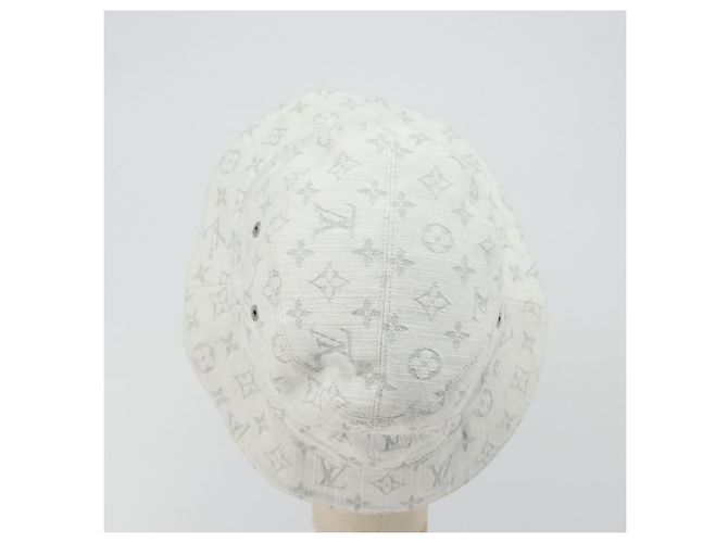 LOUIS VUITTON Monogram Denim Bucket Hat Hellblau Weiß M76212 Auth 181233A - Ansicht 7