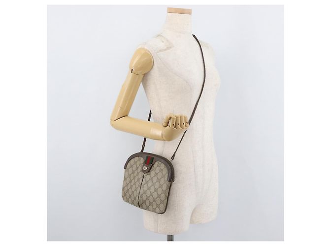 Borsa Sherry Line GG Supreme Web di GUCCI in PVC beige e oro 904 02 047 Auth 180234 D'oro - vista 24