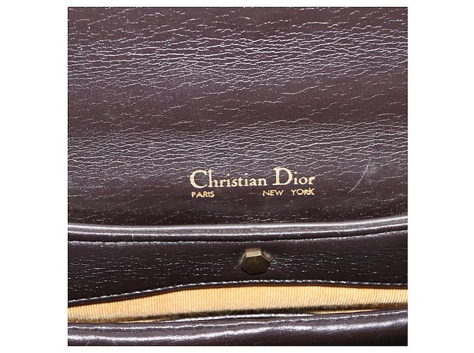 Borsa Christian Dior in pelle di vitello 2way Marrone scuro Oro Auth 180355 D'oro - vista 10