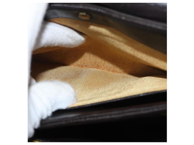Borsa Christian Dior in pelle di vitello 2way Marrone scuro Oro Auth 180355 D'oro - vista 12