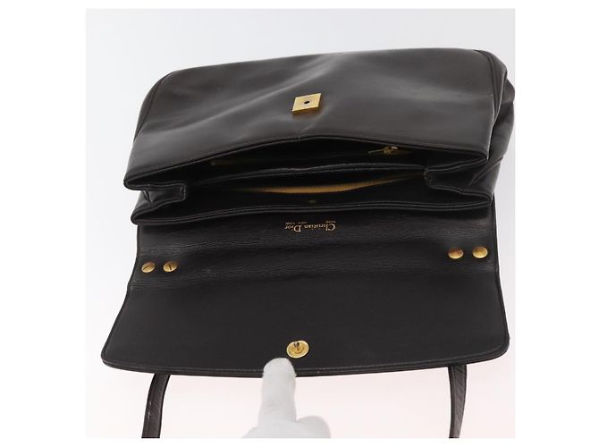 Borsa Christian Dior in pelle di vitello 2way Marrone scuro Oro Auth 180355 D'oro - vista 19