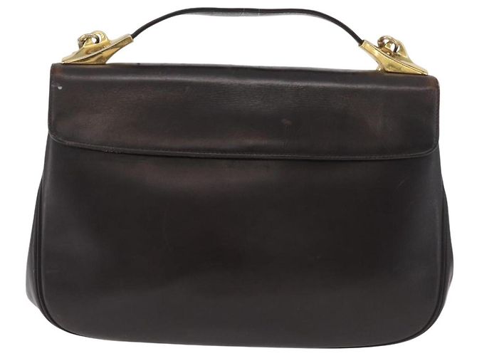 Borsa Christian Dior in pelle di vitello 2way Marrone scuro Oro Auth 180355 D'oro - vista 2