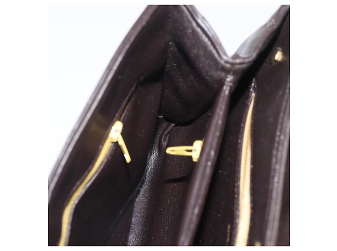 Borsa Christian Dior in pelle di vitello 2way Marrone scuro Oro Auth 180355 D'oro - vista 21