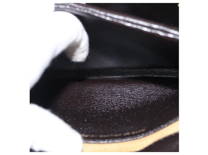 Borsa Christian Dior in pelle di vitello 2way Marrone scuro Oro Auth 180355 D'oro - vista 22