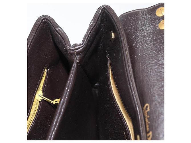Borsa Christian Dior in pelle di vitello 2way Marrone scuro Oro Auth 180355 D'oro - vista 23