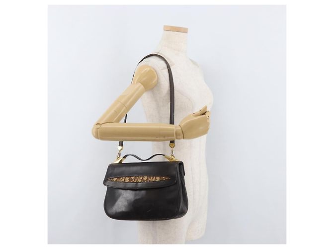 Borsa Christian Dior in pelle di vitello 2way Marrone scuro Oro Auth 180355 D'oro - vista 25