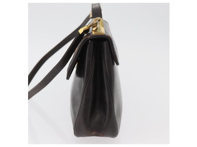 Borsa Christian Dior in pelle di vitello 2way Marrone scuro Oro Auth 180355 D'oro - vista 3