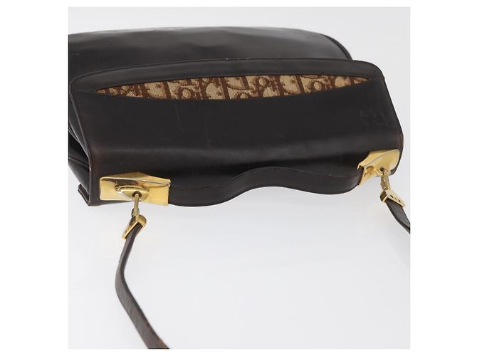 Borsa Christian Dior in pelle di vitello 2way Marrone scuro Oro Auth 180355 D'oro - vista 6