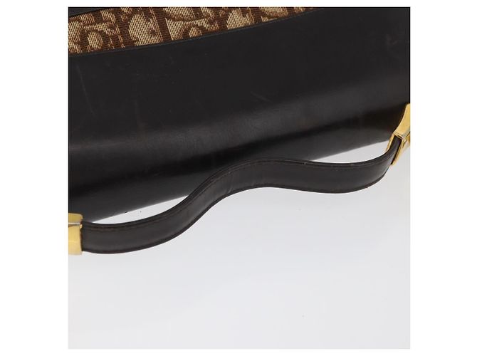Borsa Christian Dior in pelle di vitello 2way Marrone scuro Oro Auth 180355 D'oro - vista 7