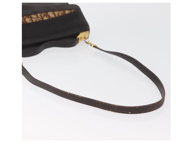 Borsa Christian Dior in pelle di vitello 2way Marrone scuro Oro Auth 180355 D'oro - vista 8