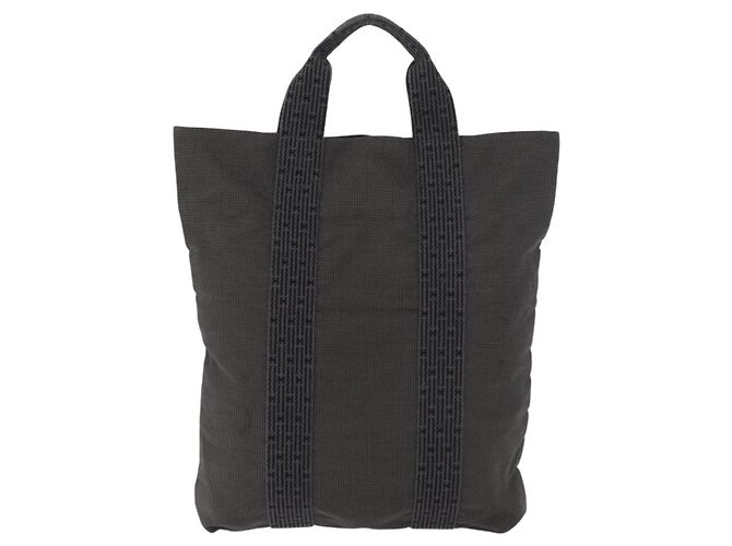 Hermès Borsa Tote HERMES Her Line in tela grigio argento Auth BA12646A Marrone - vista 2